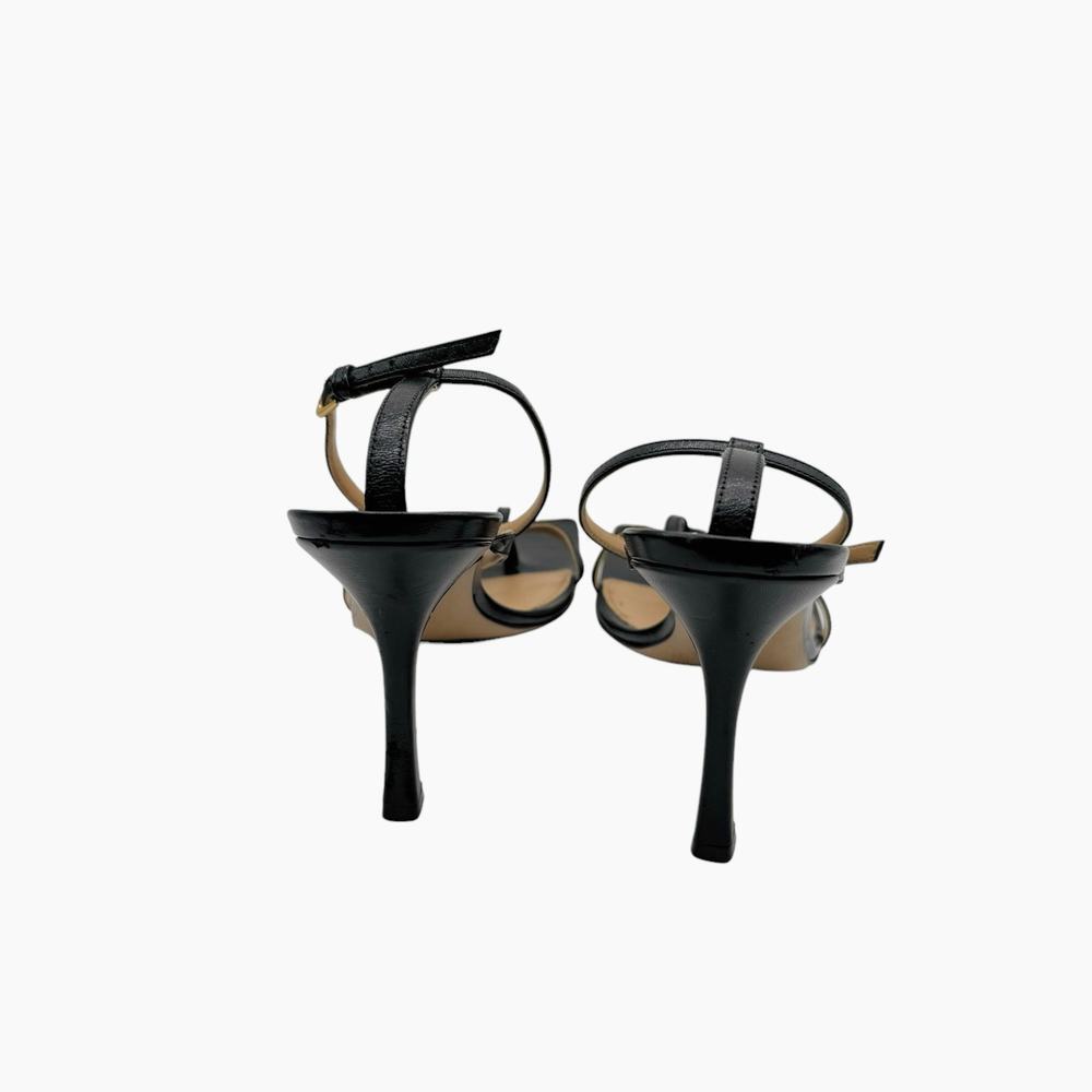 Bottega Veneta Black Leather Strappy Square-Toe Heels - Picture 5 of 11